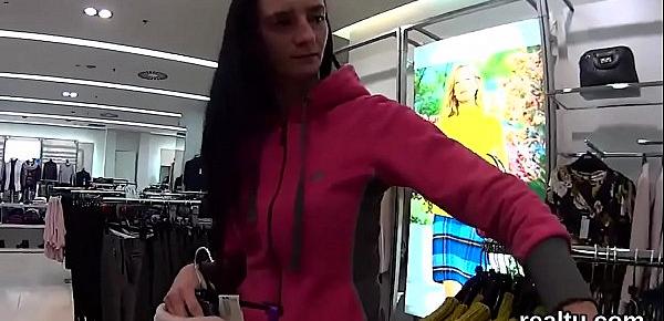  Beautiful czech chick gets teased in the mall and screwed in pov